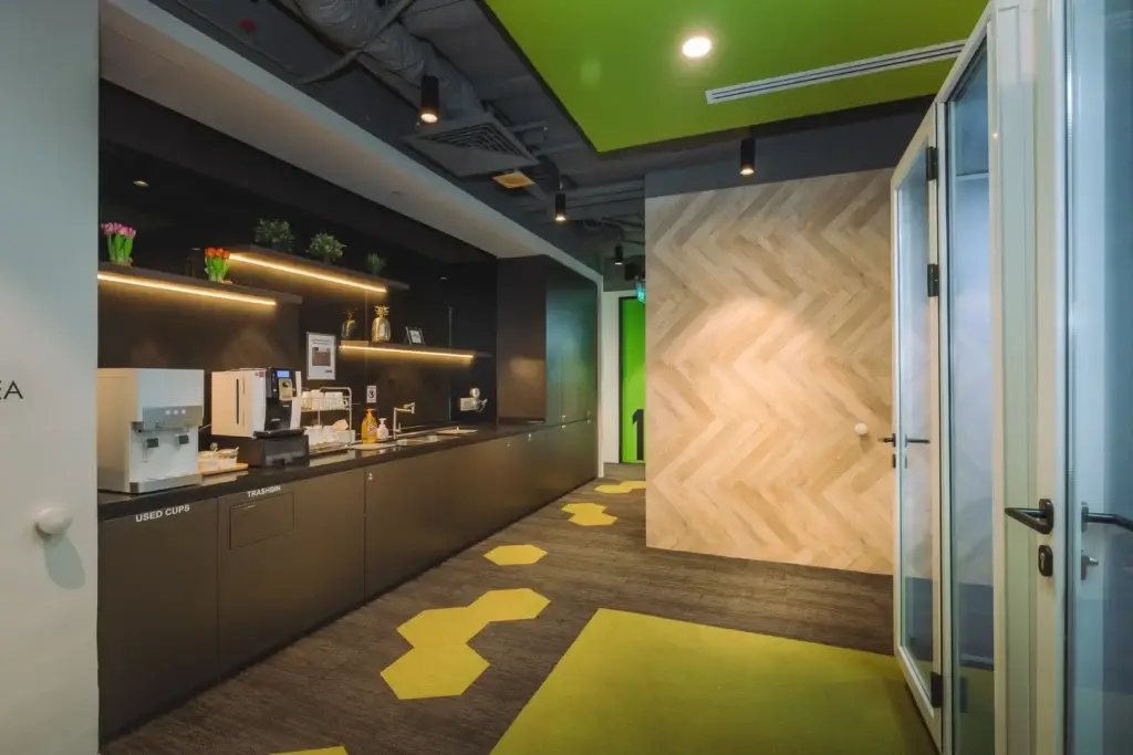 Centennial Business Suites – Bugis Junction Towers Penthouse – Pantry and phone booth at Centennial Business Suites Bugis Junction Towers Penthouse