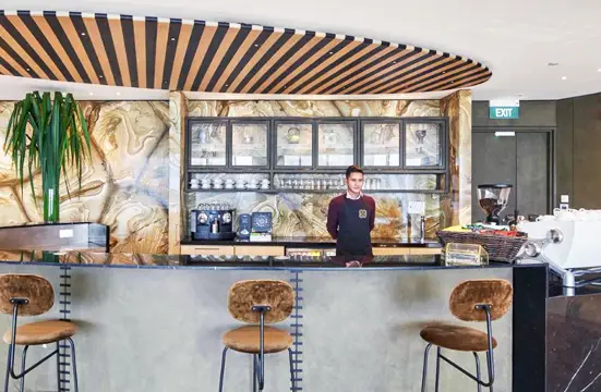 The Executive Centre – Serviced Offices at One Raffles Quay, Singapore – Barista cafe counter at The Executive Centre One Raffles Quay