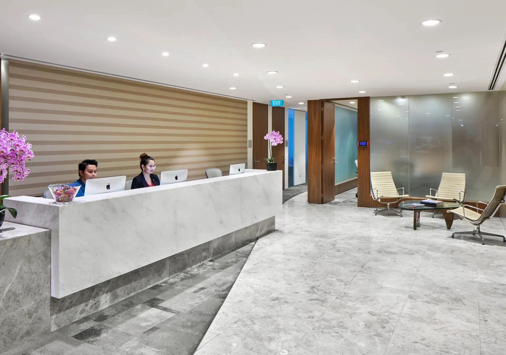 Marble reception at The Executive Centre Six Battery Road Singapore