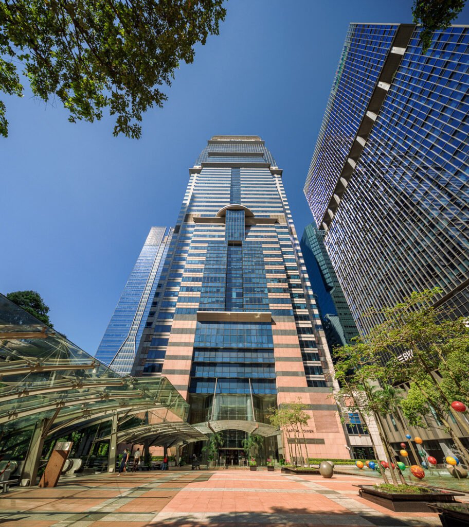 Capital Tower – Capital Tower tower facade and curved crown, Tanjong Pagar, Singapore