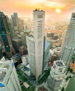 One Raffles Place — aerial view over Raffles Place, Singapore CBD