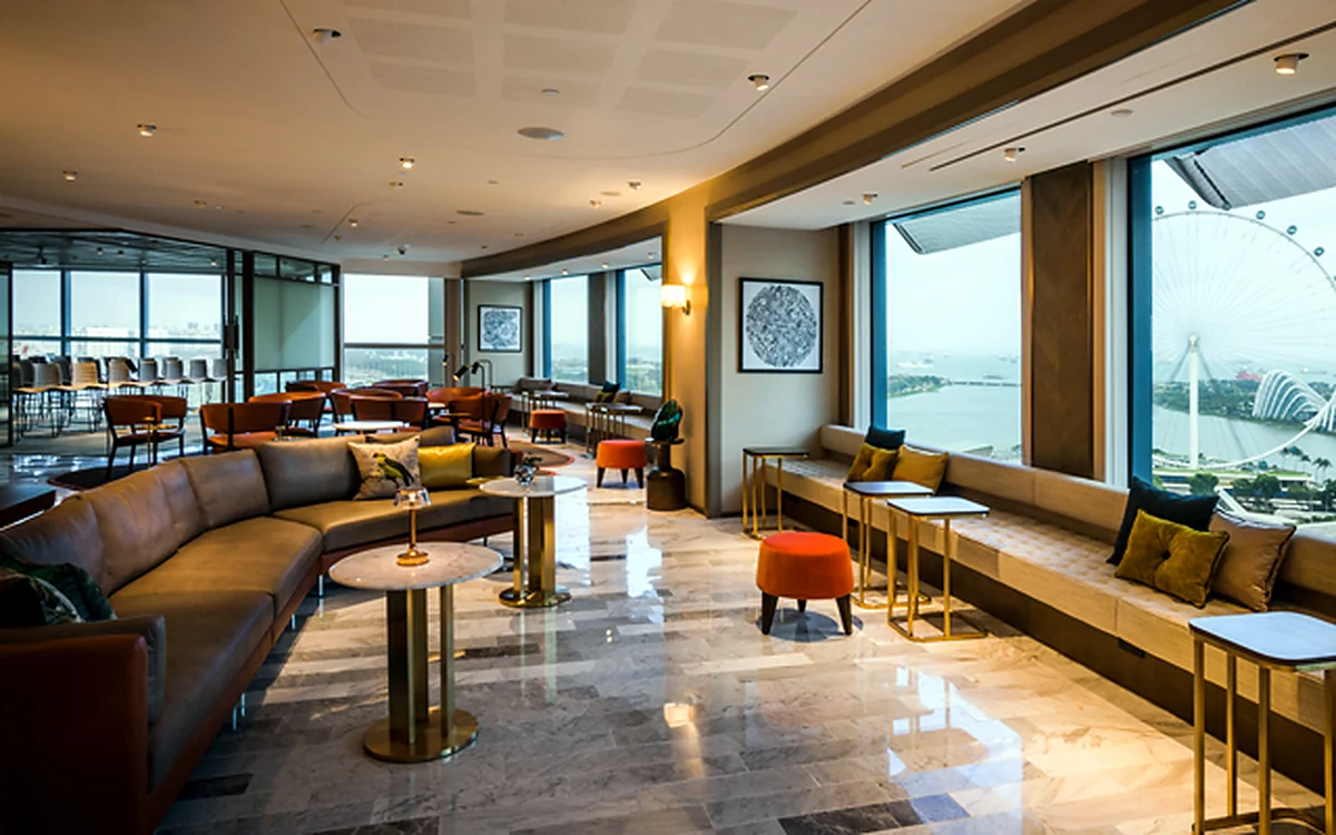 Industrious premium lounge at Centennial Tower overlooking Marina Bay in Singapore