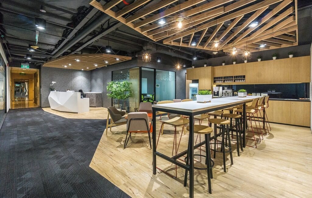 Corporate Serviced Offices – Serviced Offices at OCBC Centre, Chulia Street, Singapore – ocbc-centre-communal-lounge-and-work-area