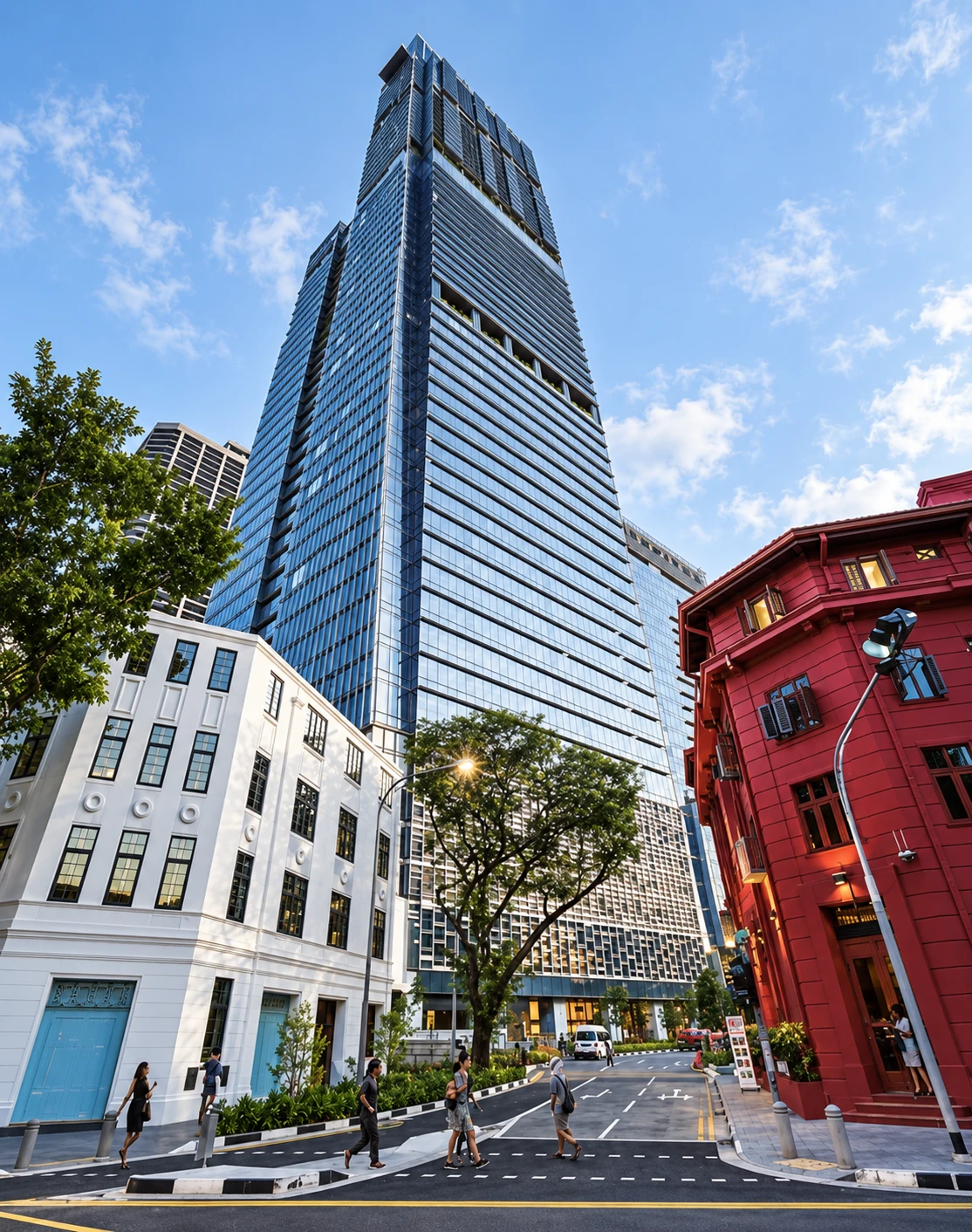 Guoco Tower seen from street level in Tanjong Pagar, Singapore